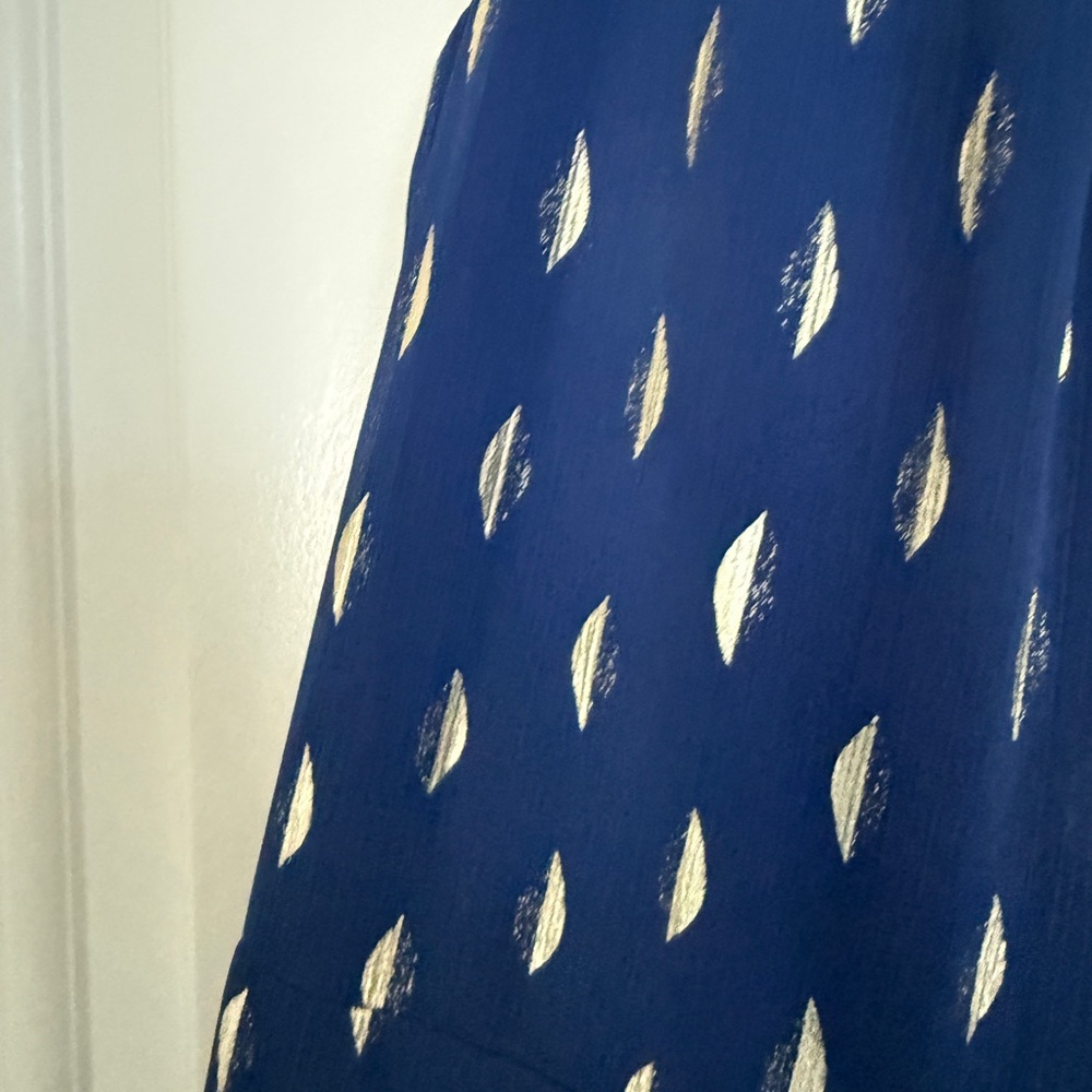 Navy and Gold maxi dress - Sz 10p - Picture 8 of 11